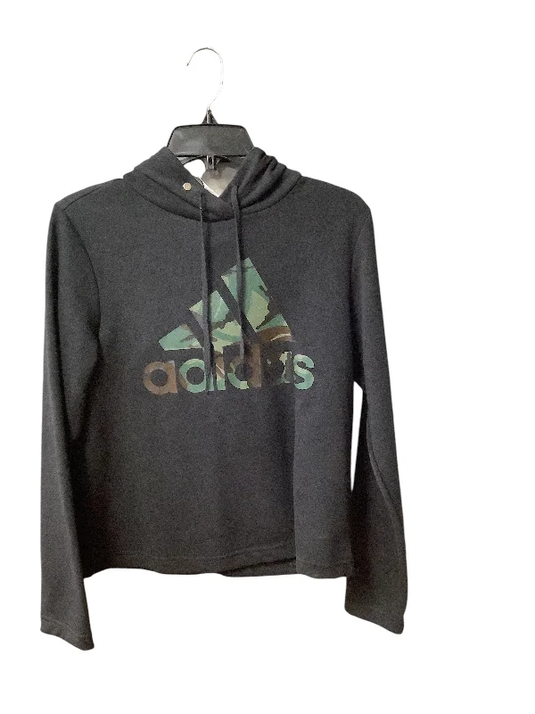 long sweatshirts elegant drape -Athletic Sweatshirt Hoodie By Adidas In Black, Size: S