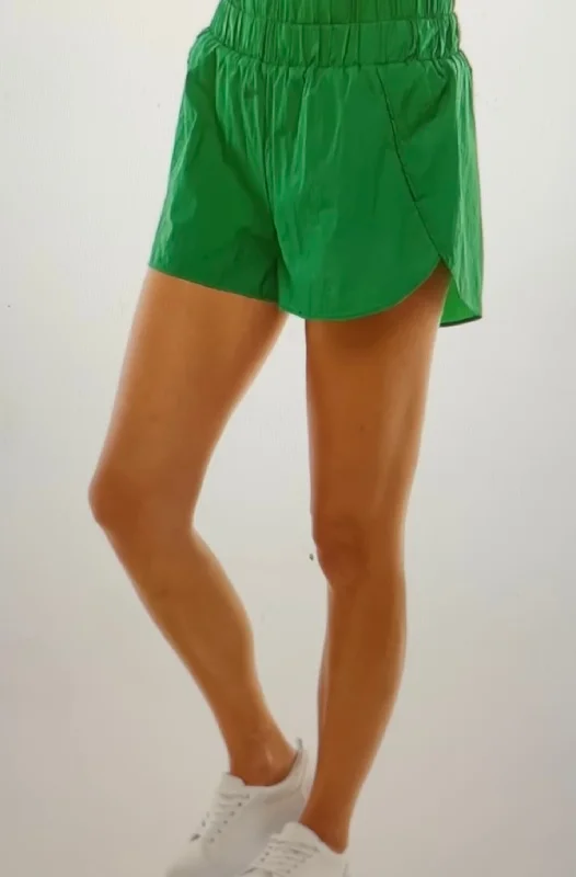 slim stretch shorts -Nylon Kelly Green Athletic Shorts