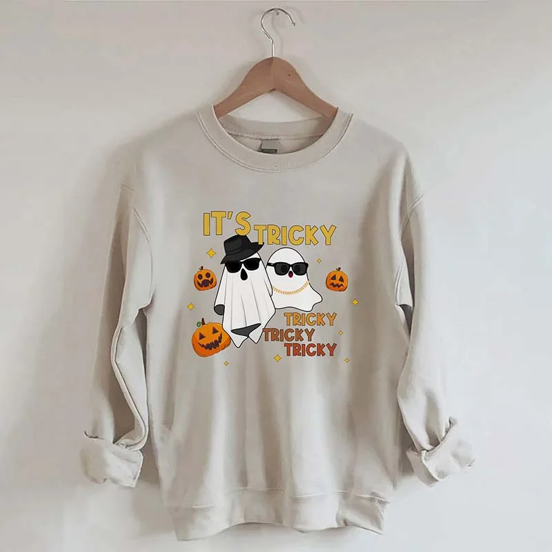 sweatshirts with drop hem -It's Tricky Tricky Tricky Halloween Sweatshirt