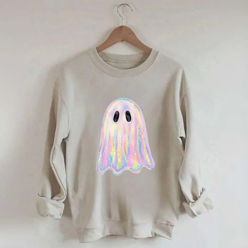 sweatshirts men block pattern -Retro Disco Iridescent Ghost Sweatshirt