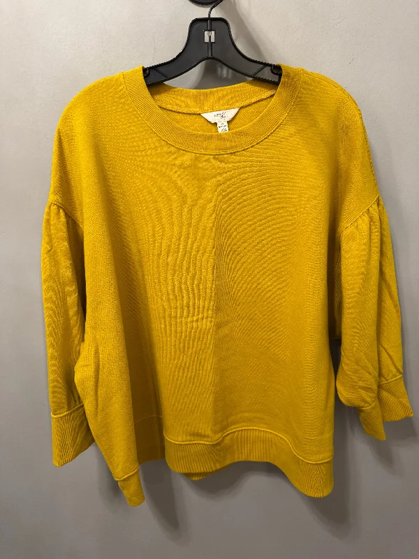 sweatshirts with gathered cuffs -Sweatshirt Crewneck By Terra & Sky In Yellow, Size: 1x