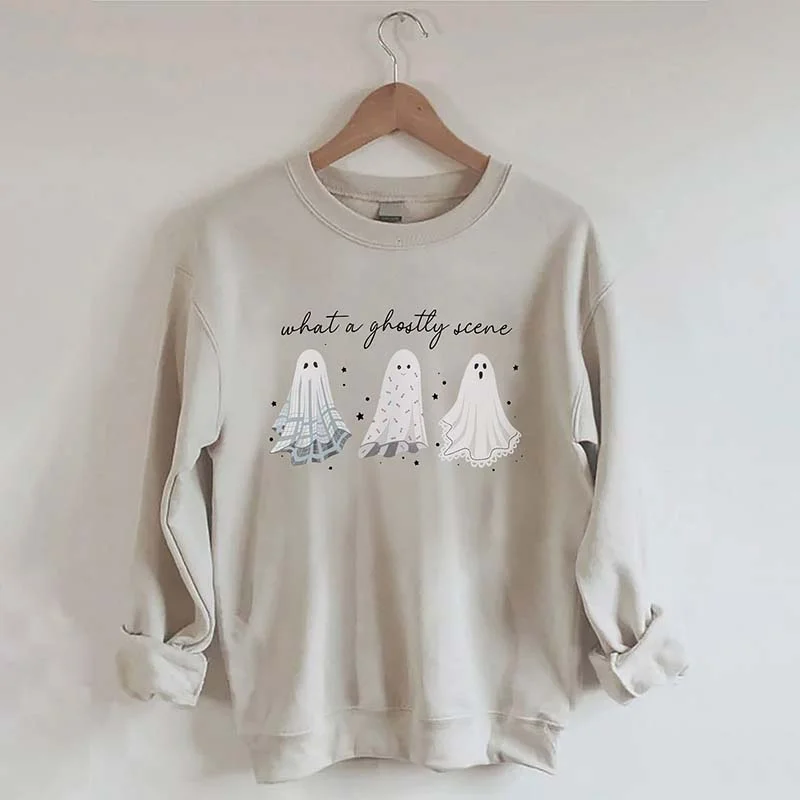 sweatshirts with flared hem -What A Ghostly Scene Sweatshirt