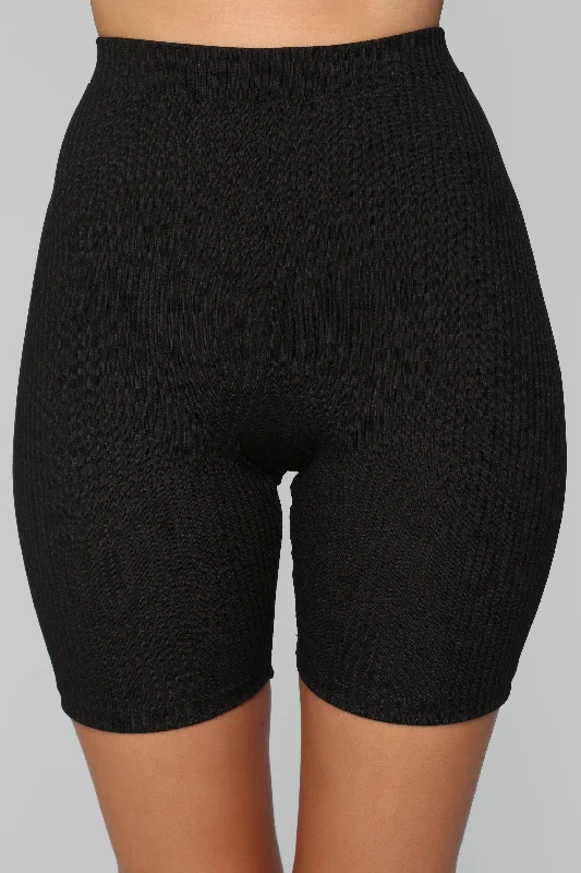 herringbone weave shorts -All On Me Biker Shorts - Black