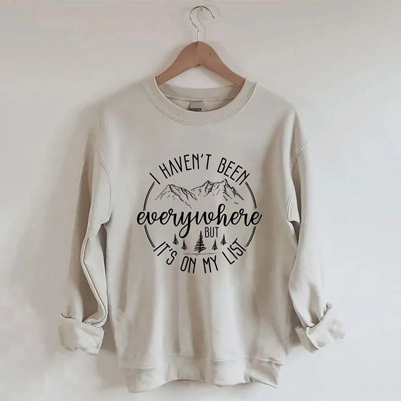 sweatshirts teens bright coral -I Haven't Been Everywhere But It's On My List Mountain Sweatshirt