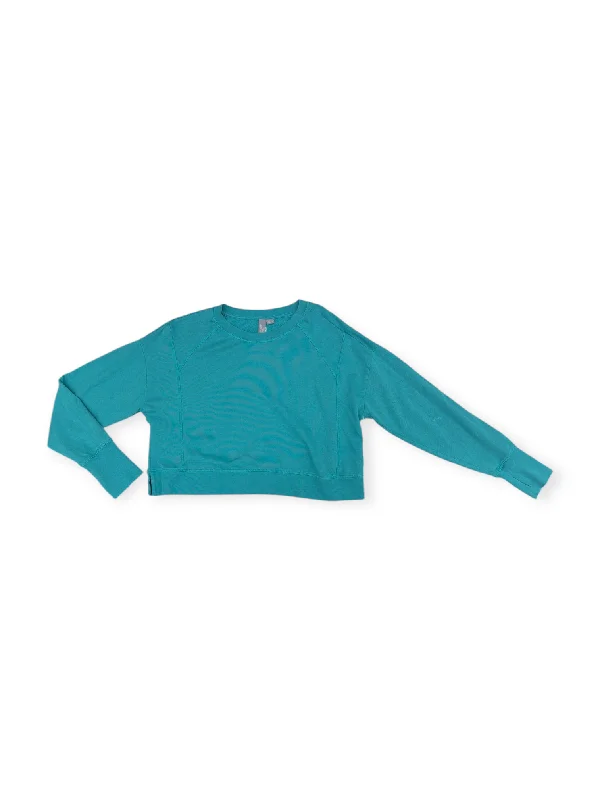 ribbed hemp sweatshirts light -Athletic Sweatshirt Crewneck By Sweaty Betty In Teal, Size: 10