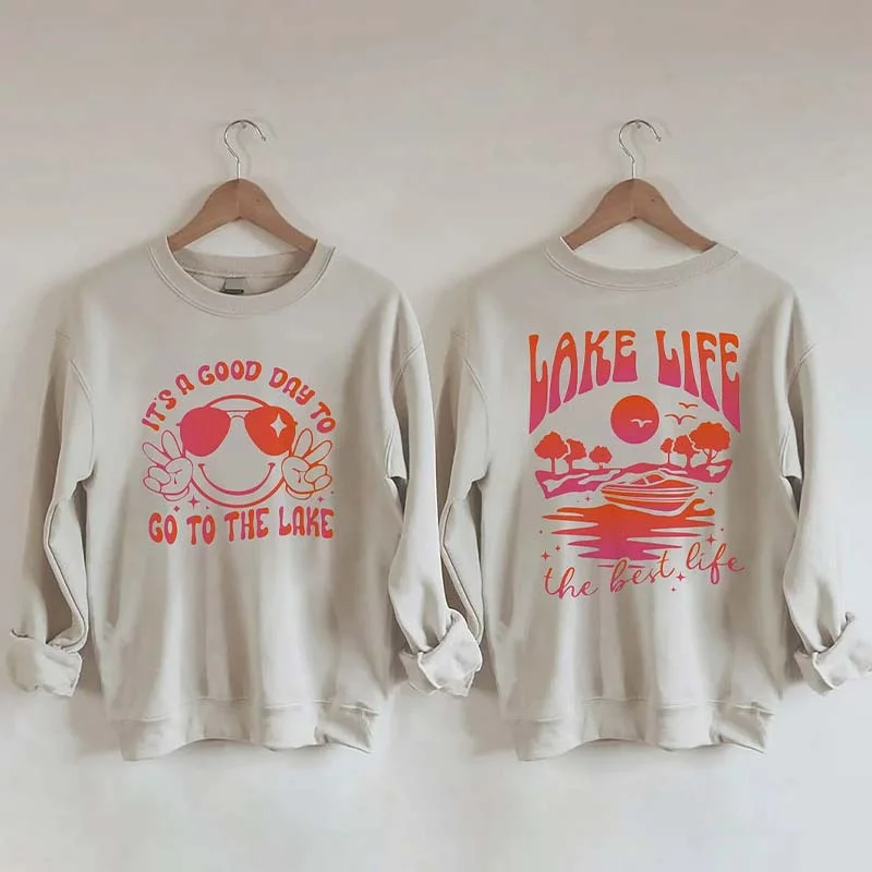 onyx sweatshirts dark tone -Lake Life The Best Life Sweatshirt