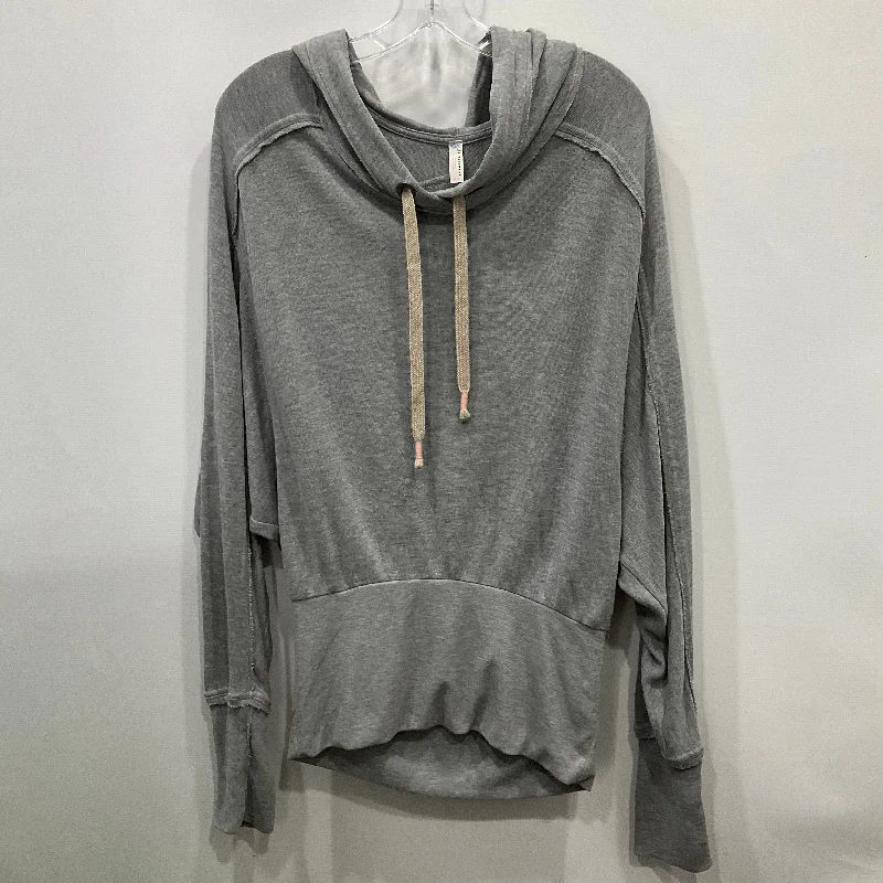 patterned mohair sweatshirts bold -Sweatshirt Hoodie By Free People In Grey, Size: M