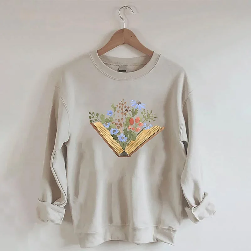 sweatshirts with velcro trim -Wildflowers Book Sweatshirt