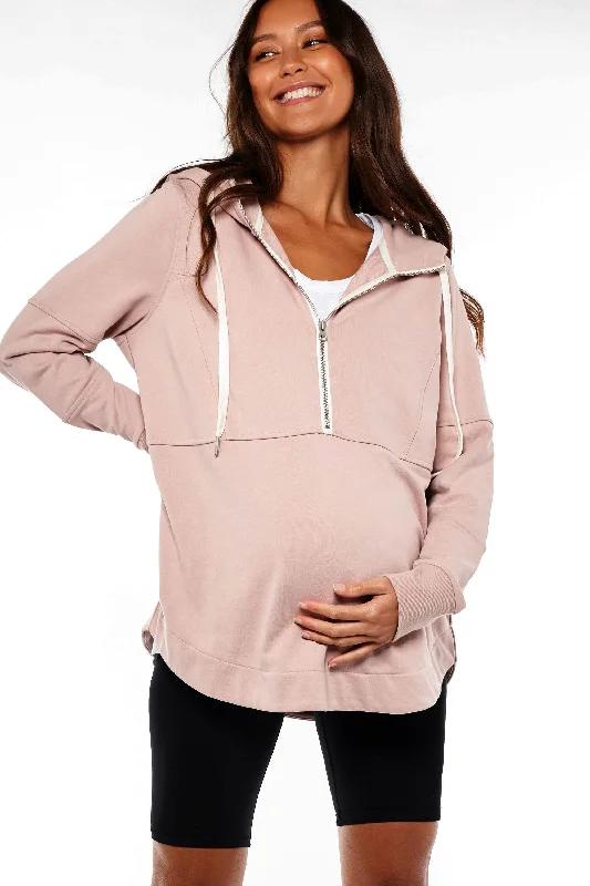 Run With Me Maternity Nursing Hoodie in Blush