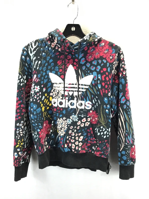 sweatshirts with flared hem -Sweatshirt Hoodie By Adidas In Floral Print, Size: S