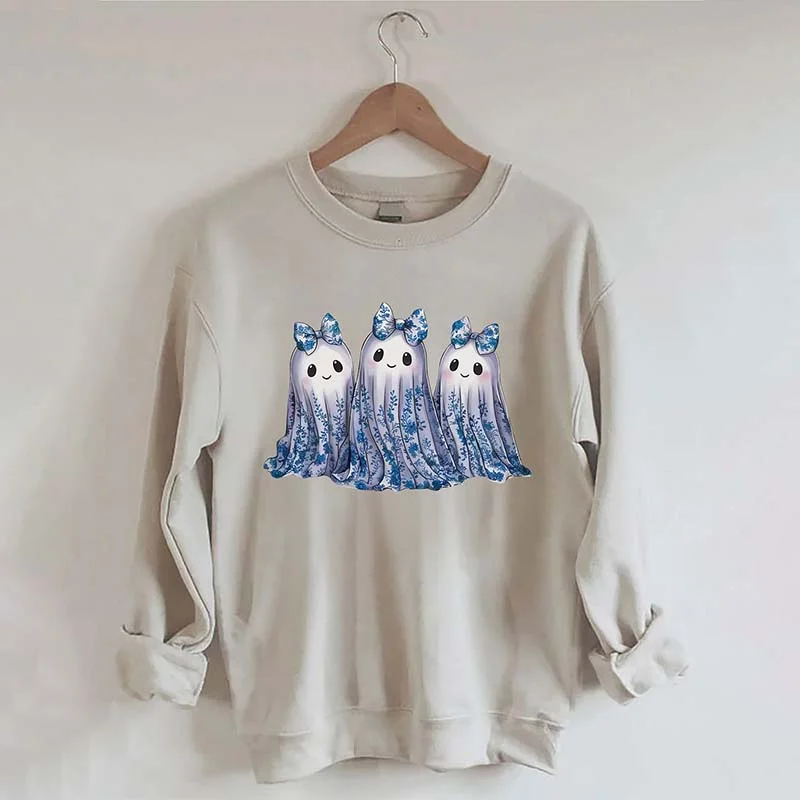 sweatshirts with split cuffs -Blue Toile Ghost Sweatshirt