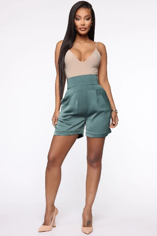 nickel stripe shorts -Always In Business Satin Short - Olive