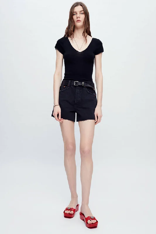 forest stretch shorts -RE/DONE - 90's Low Slung Short - Washed Black