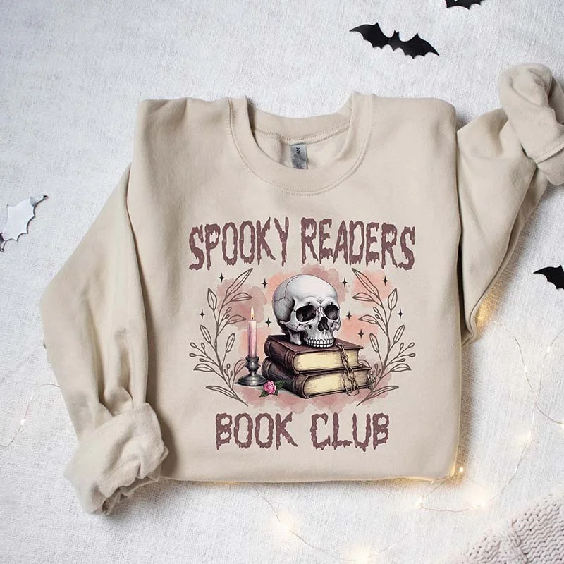 sweatshirts men vertical stripe -Spooky Readers Book Club Sweatshirt