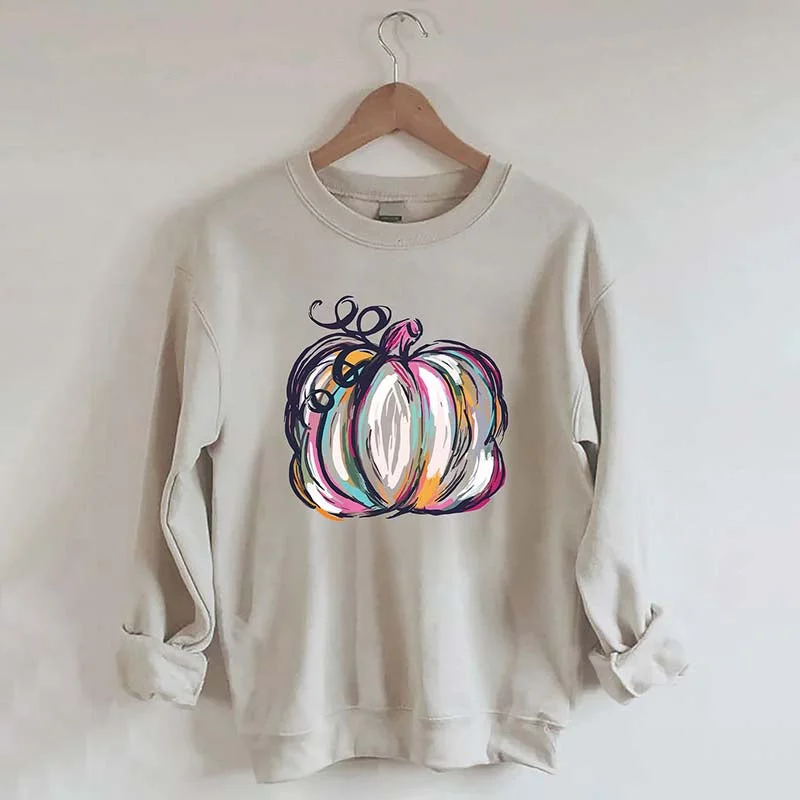 sweatshirts men fair isle -Watercolor Pumpkin Sweatshirt