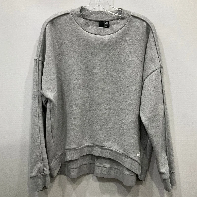 sweatshirts men grid pattern -Sweatshirt Crewneck By Adidas In Grey, Size: L