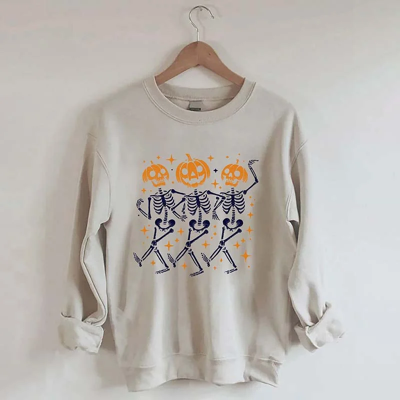 lightweight bamboo sweatshirts breezy -Pumpkin Skeleton Halloween Sweatshirt