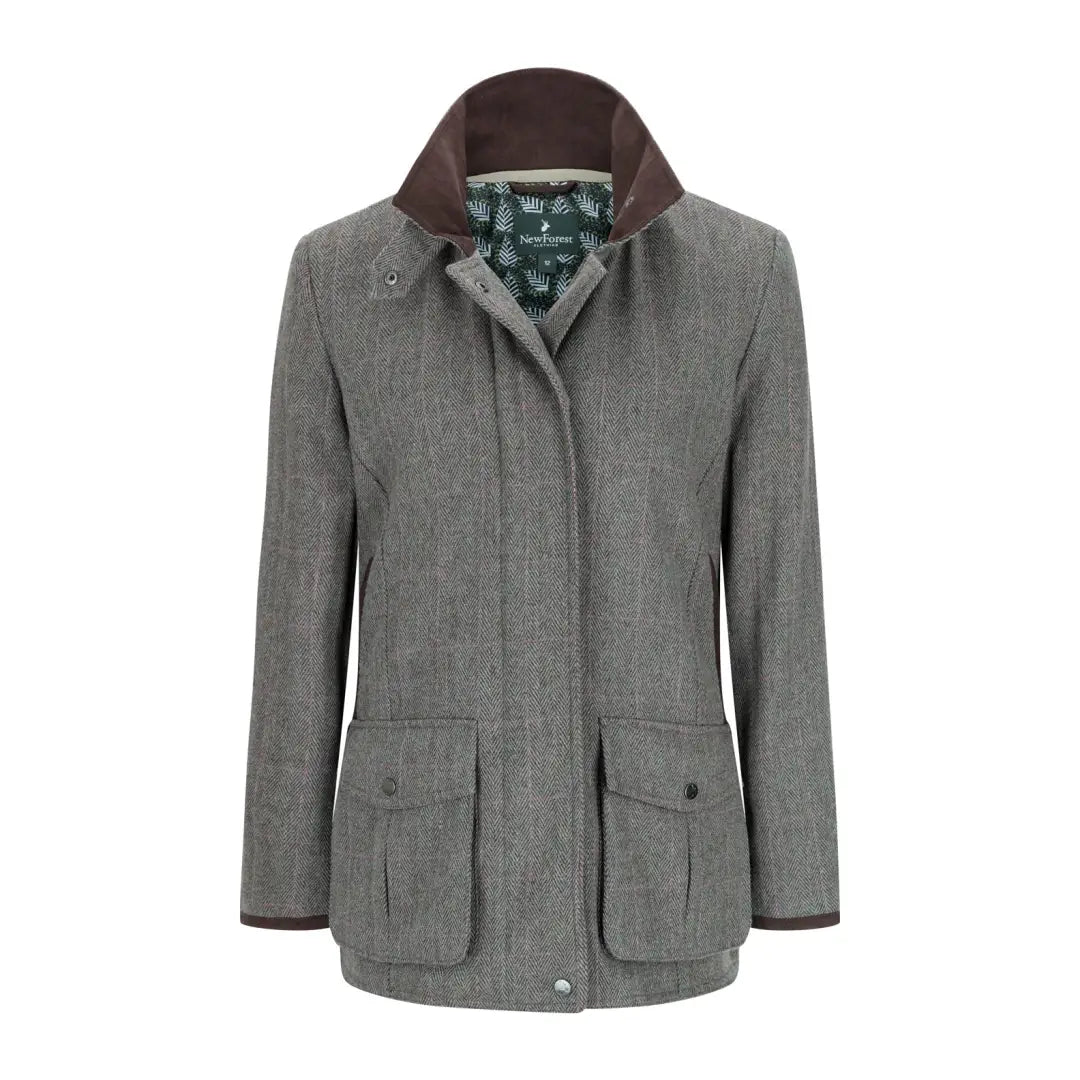 pewter jacket metallic sheen -New Forest Jessica Tweed Field Coat