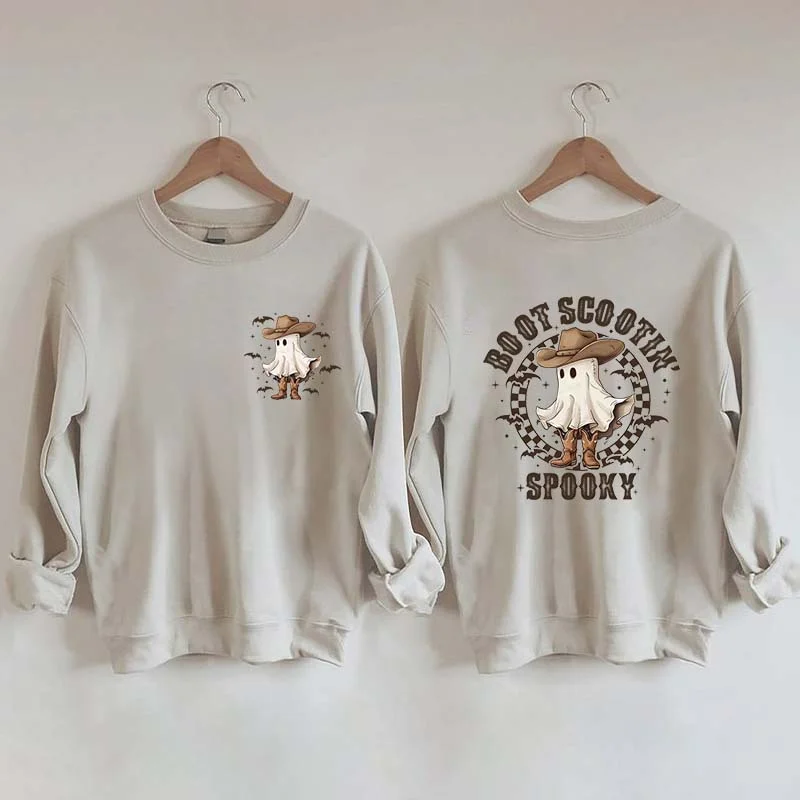 short sweatshirts sporty vibe -Boot Scoot Spooky Cowboy Ghost Sweatshirt