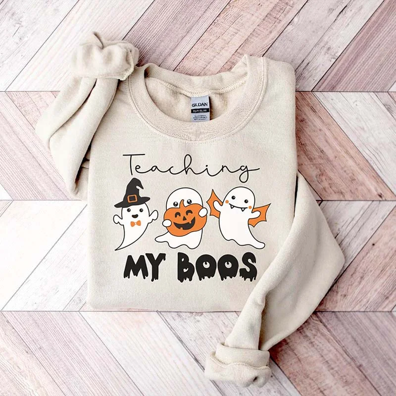 sweatshirts kids cloud design -Halloween Teacher My Boos Sweatshirt,