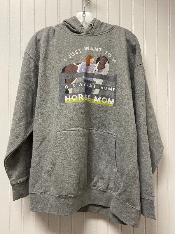 cropped sweatshirts trendy chic -Sweatshirt Hoodie By Clothes Mentor In Grey, Size: Xl