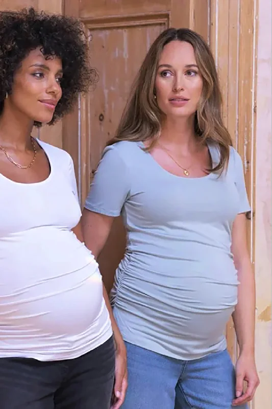 Tranquil Blue Cap Sleeve Scoop Maternity Top