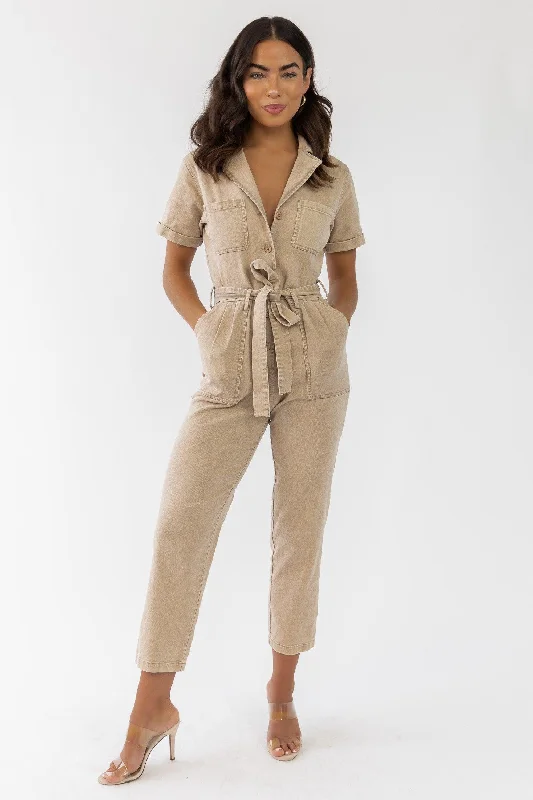 Kendall Khaki Washed Jumpsuit