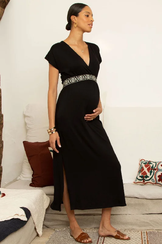 Christina Maternity & Nursing Maxi in Caviar