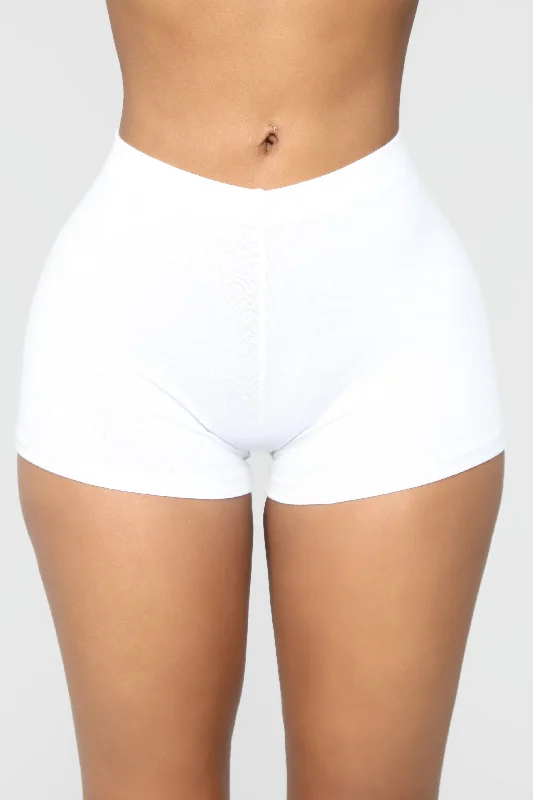 off-white shorts -Plain Jane Mini Shorts - White