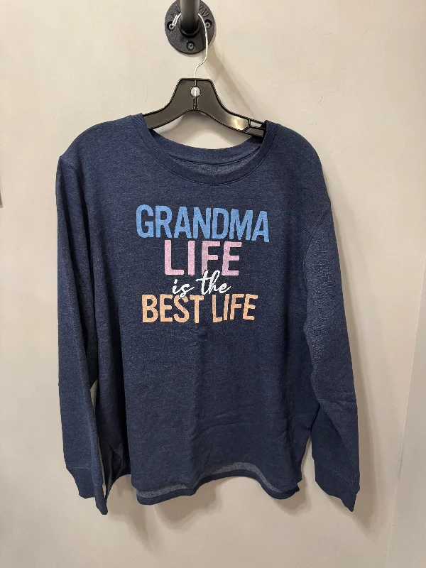 sweatshirts women soft sage -Sweatshirt Crewneck By GRANDMA LIFE In Blue, Size: Xl