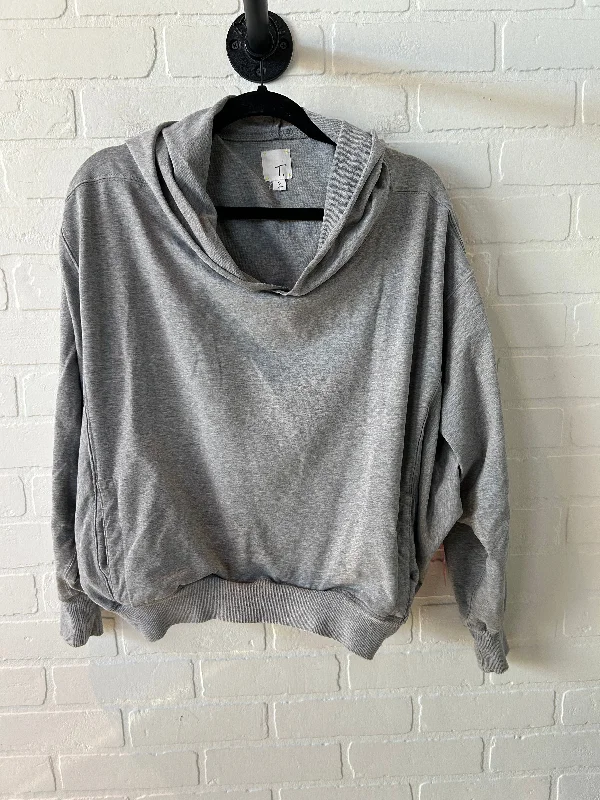 sweatshirts with satin hem -Sweatshirt Hoodie By T. In Grey, Size: S