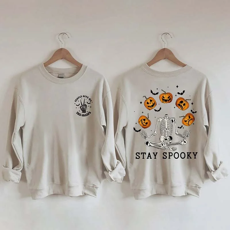 ebony sweatshirts dark glow -People Give Me The Creeps Stay Spooky Sweatshirt