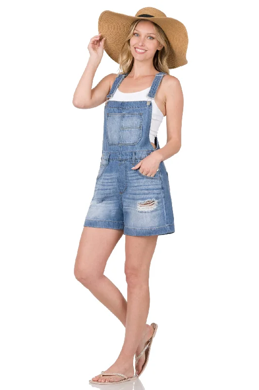 infant print shorts -Denim Short Overalls