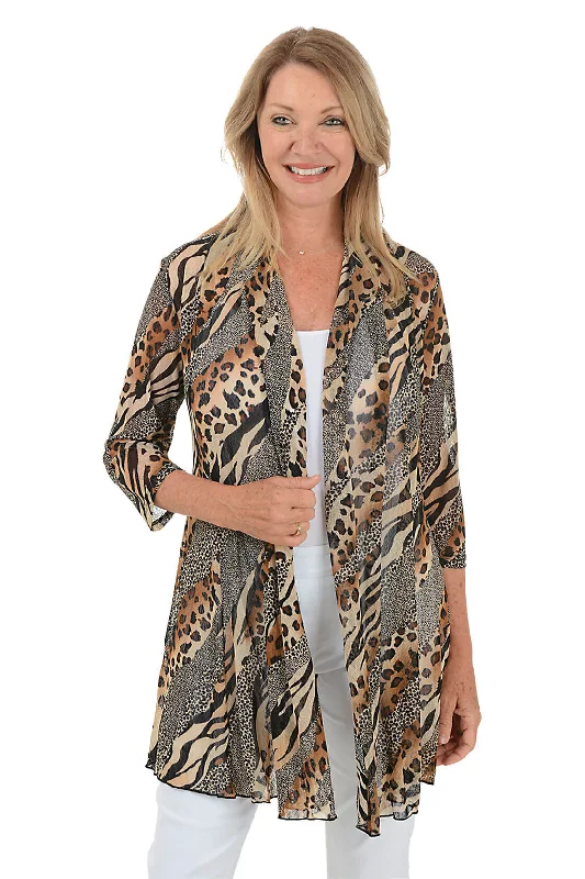 cardigan with satin cuffs -Wild Side Mesh Cardigan