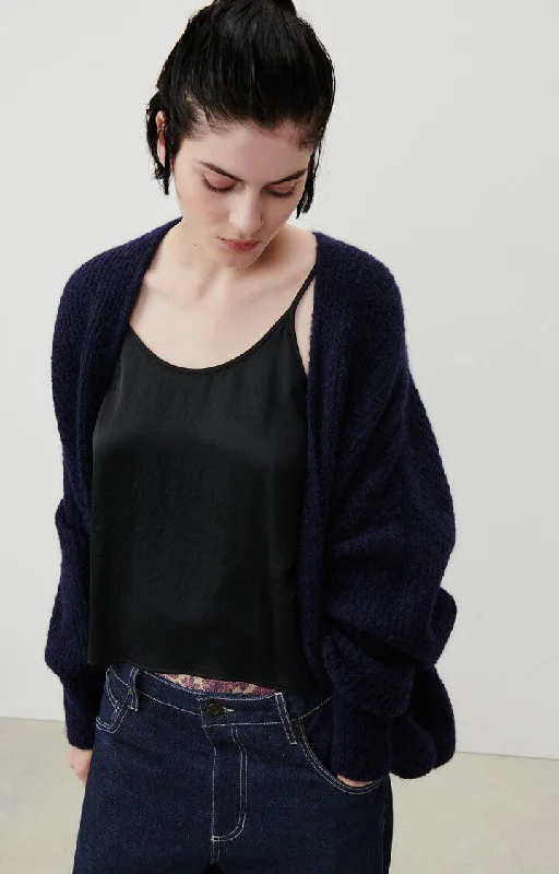 cable wool cardigan cozy twist -Cardigan East19a Navy-Melang