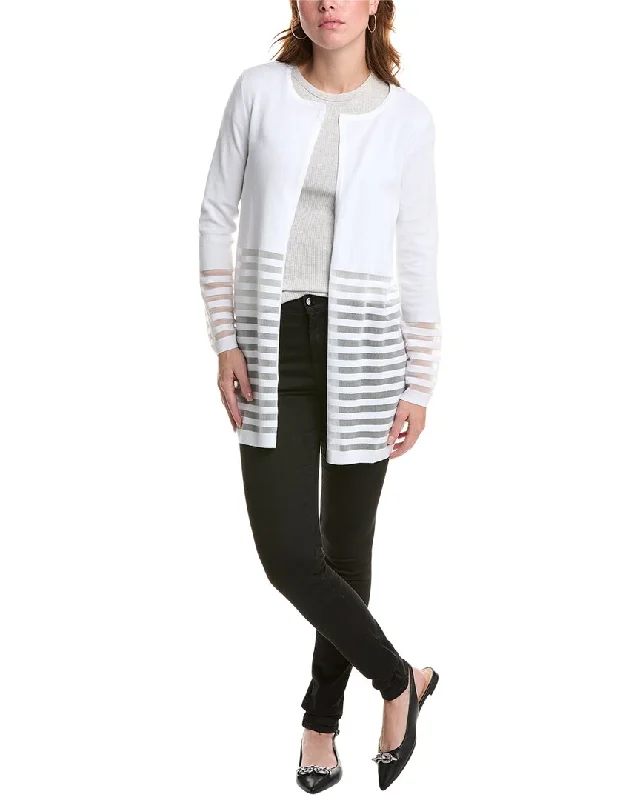 lightweight linen cardigan breezy -Edinburgh Knitwear Sheer Stripe Duster Jacket