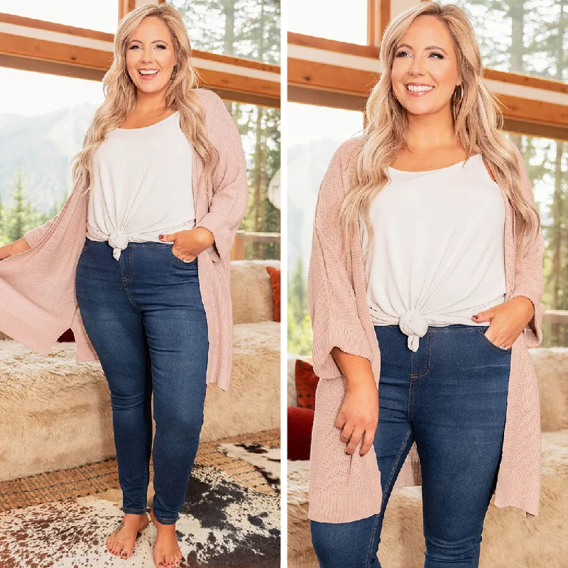 cardigan with drop sleeves -Refreshing Feelings Cardigan, Mauve