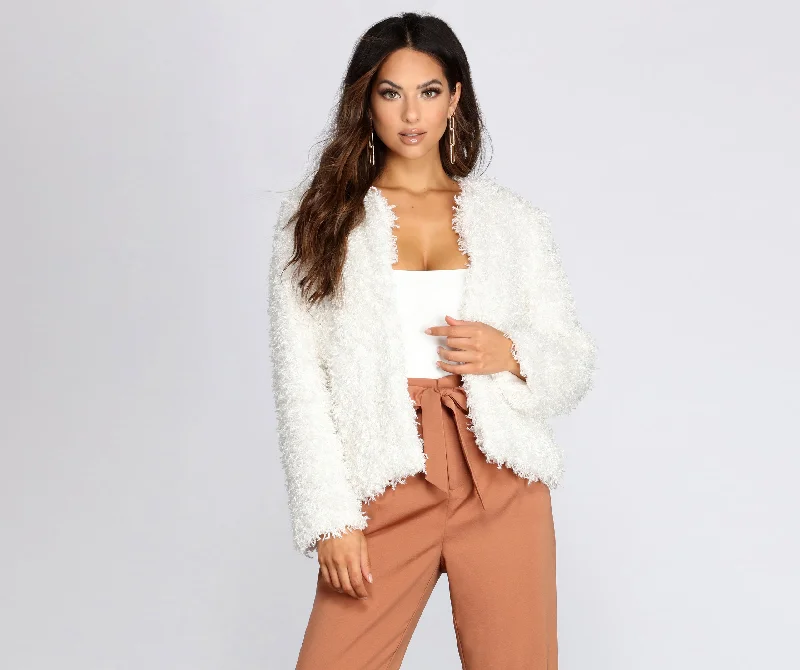 textured linen cardigan tactile -All The Cozy Vibes Shaggy Cardigan