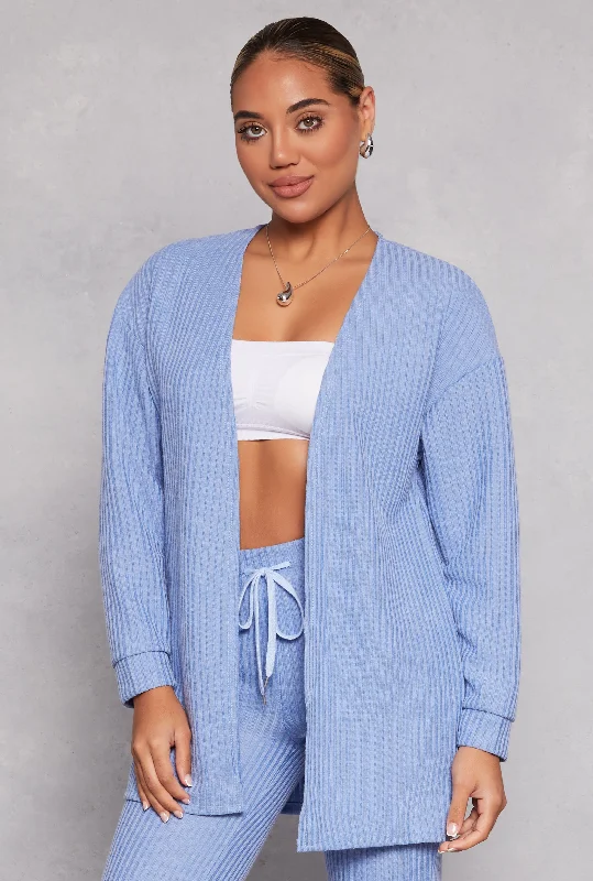 cropped cardigan high waist -Ribbed Open Front Cardigan