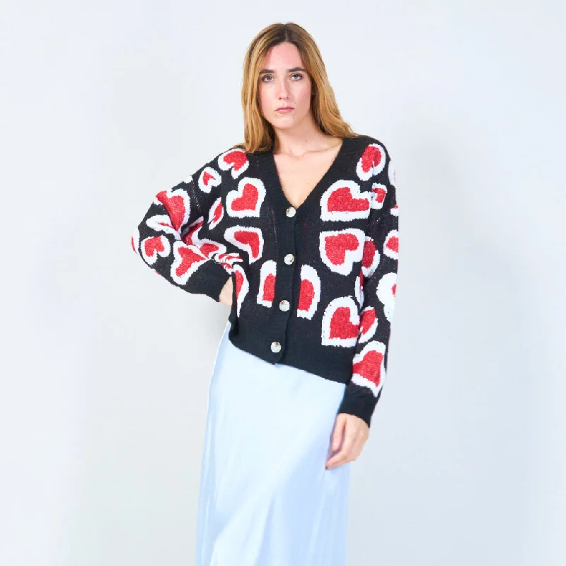 striped hemp cardigan fresh -Button-up heart pattern cardigan wholesale