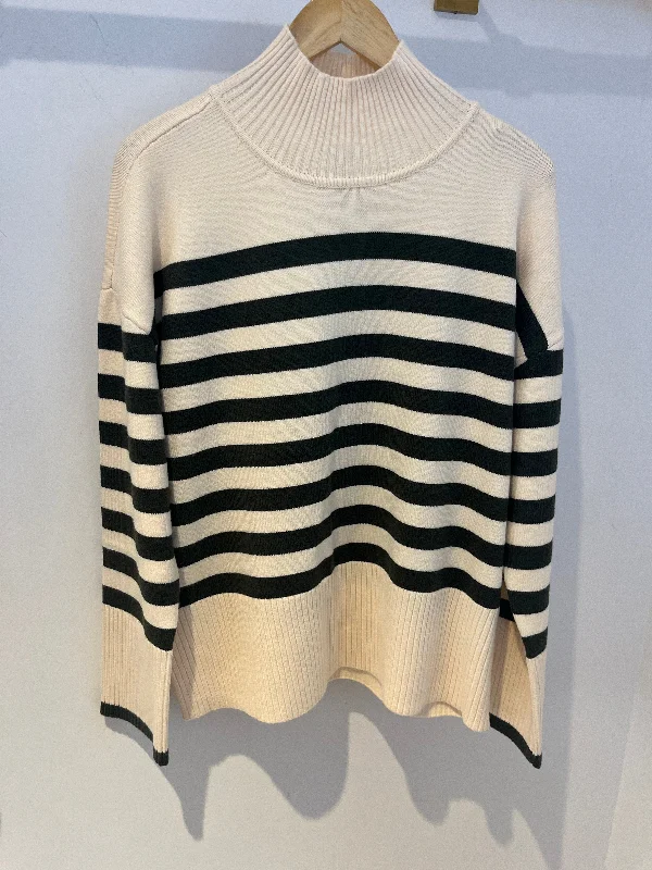 pullover sweater with wide -Caden Pine Stripe Sweater