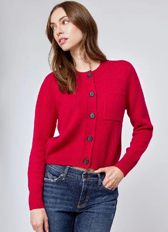 cardigan for teens vivid pink -Cashmere Crewneck Cardigan