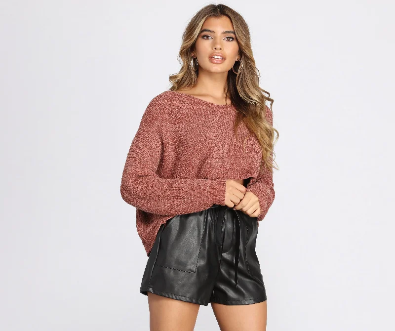 linen pullover sweater airy -Cutie In A Chenille Cropped Sweater