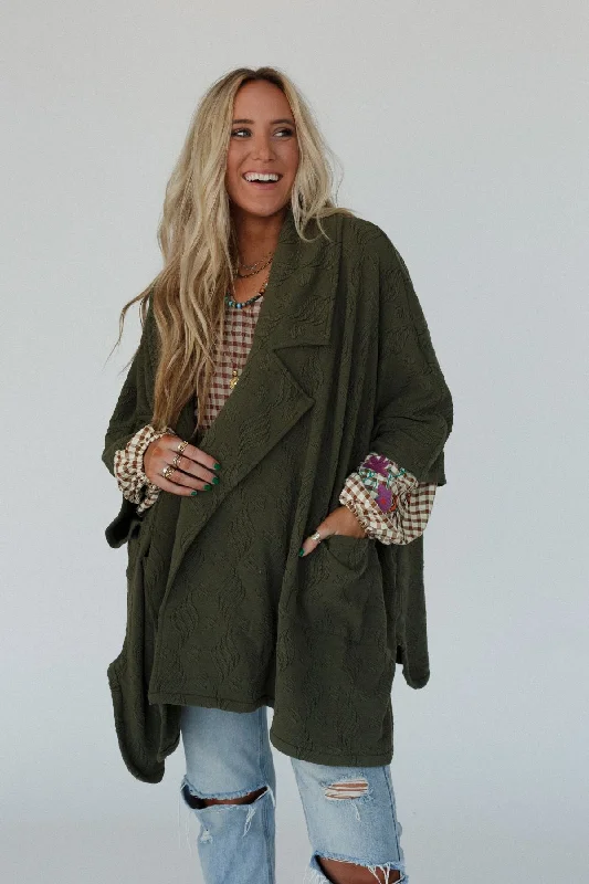 patterned mohair cardigan bold -Elea Cardigan - Olive