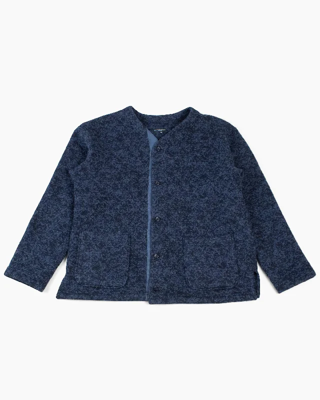 cable mohair cardigan twist -Engineered Garments Knit Cardigan Heather Navy Sweater Knit