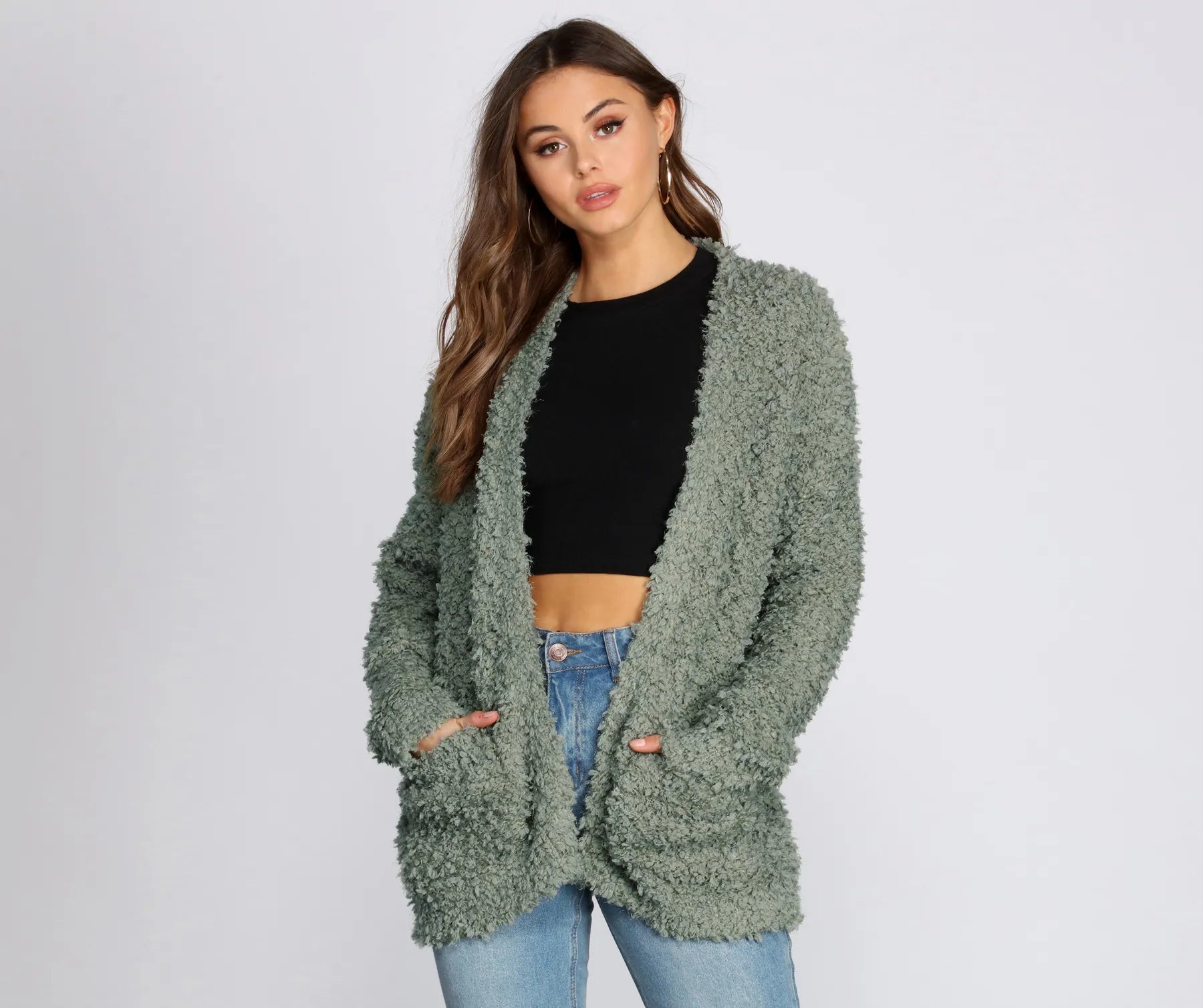 striped bamboo cardigan fresh -Fuzzy Popcorn Cardigan