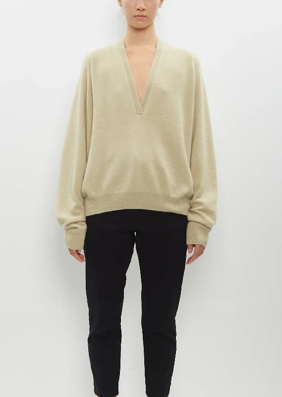 pullover sweater with ribs -Johnny Sweater — Faded Beige