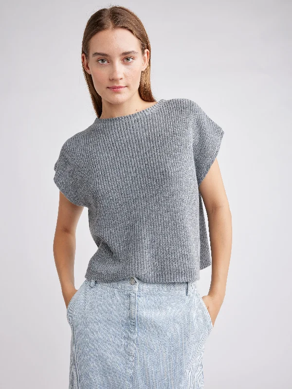 thick linen pullover sweater -Gillian, Crop Sweater Tee By Self Contrast