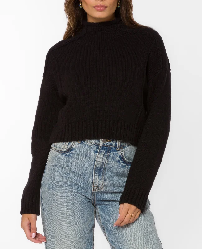 pullover sweater with eyelets -Goodwin Mock Neck Crop Sweater Velvet Heart