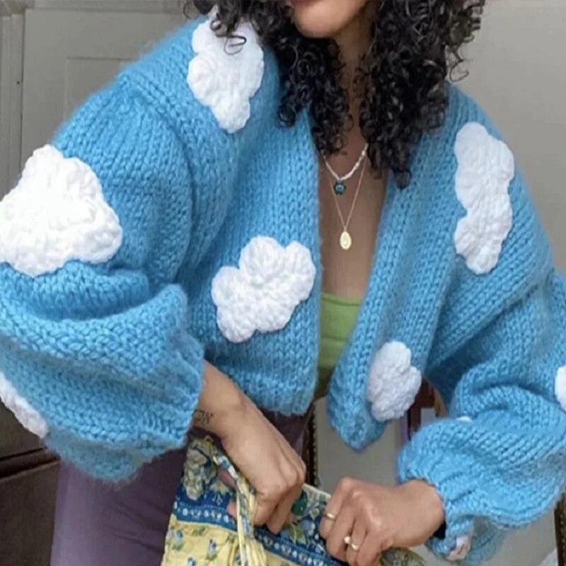 long cardigan flowy style -Handmade Cloud Knitted Cardigan